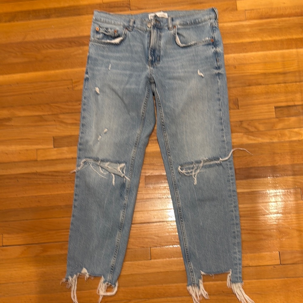 Zara Distressed Light Blue Jeans